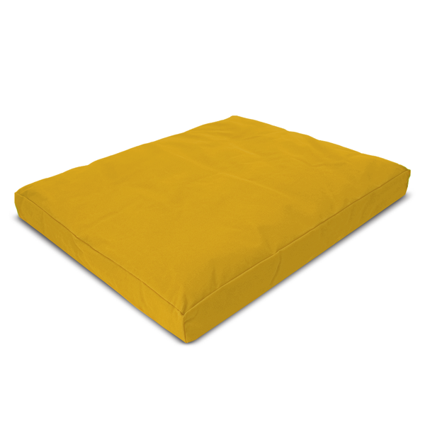 Yellow mattress pad on a white background