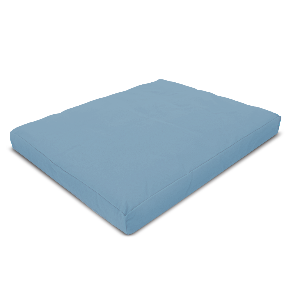 Blue mattress cover on a white background