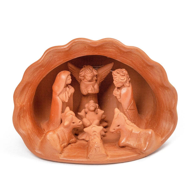 Large Terracotta Shell Nativity Scene