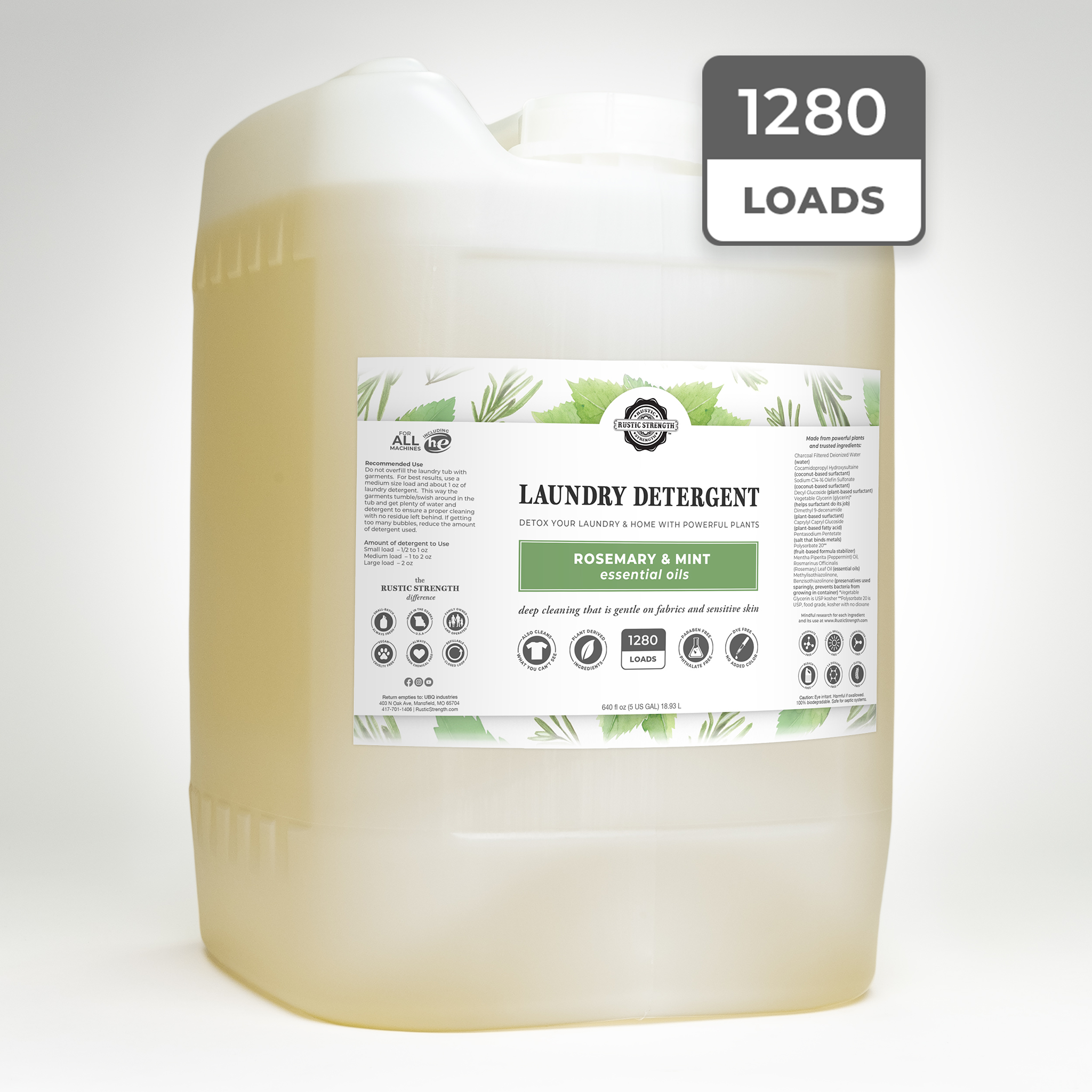 Rosemary & Mint Liquid Laundry Detergent | Natural, Concentrated & Eco-Friendly