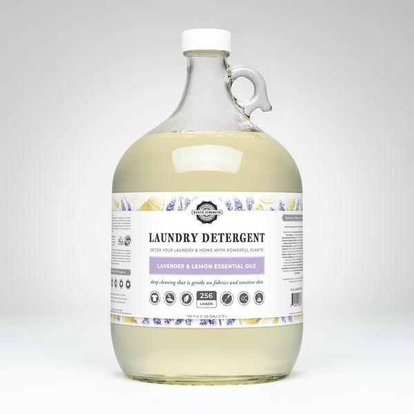 Rustic Strength Lavender and Lemon Liquid Laundry Detergent gallon jug on a clean surface