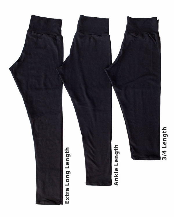 Thunderpants leggings length guide showing extra long fit comparison
