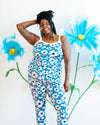 Model wearing Moody Blooms high rise extra long leggings, front view
