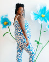 Side view of Thunderpants Moody Blooms high rise extra long leggings