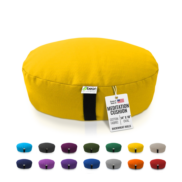 Zafu Meditation Cushion – Organic Buckwheat Hull Filling, Cotton, Made in USA
