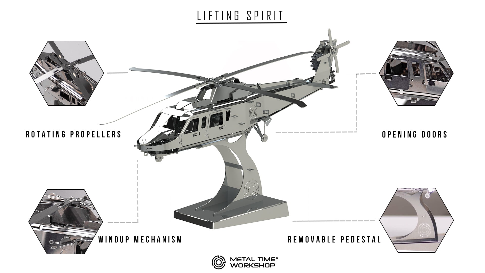Assembled Lifting Spirit Helicopter mechanical model