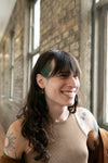 Fair Anita Light Within Faceted Earrings in pure brass with green amethyst semi-precious stone, 0.8 inch drop