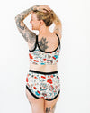 Thunderpants Inked Up Longline Bra — eco-friendly women's underwear with original artist print