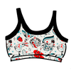 Thunderpants USA Inked Up Longline Bra with tattoo-inspired illustration by Oregon artist Connie Gabbert