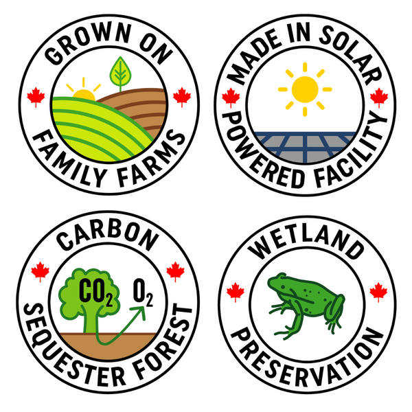 Set of four eco-friendly logos with icons and text on a white background