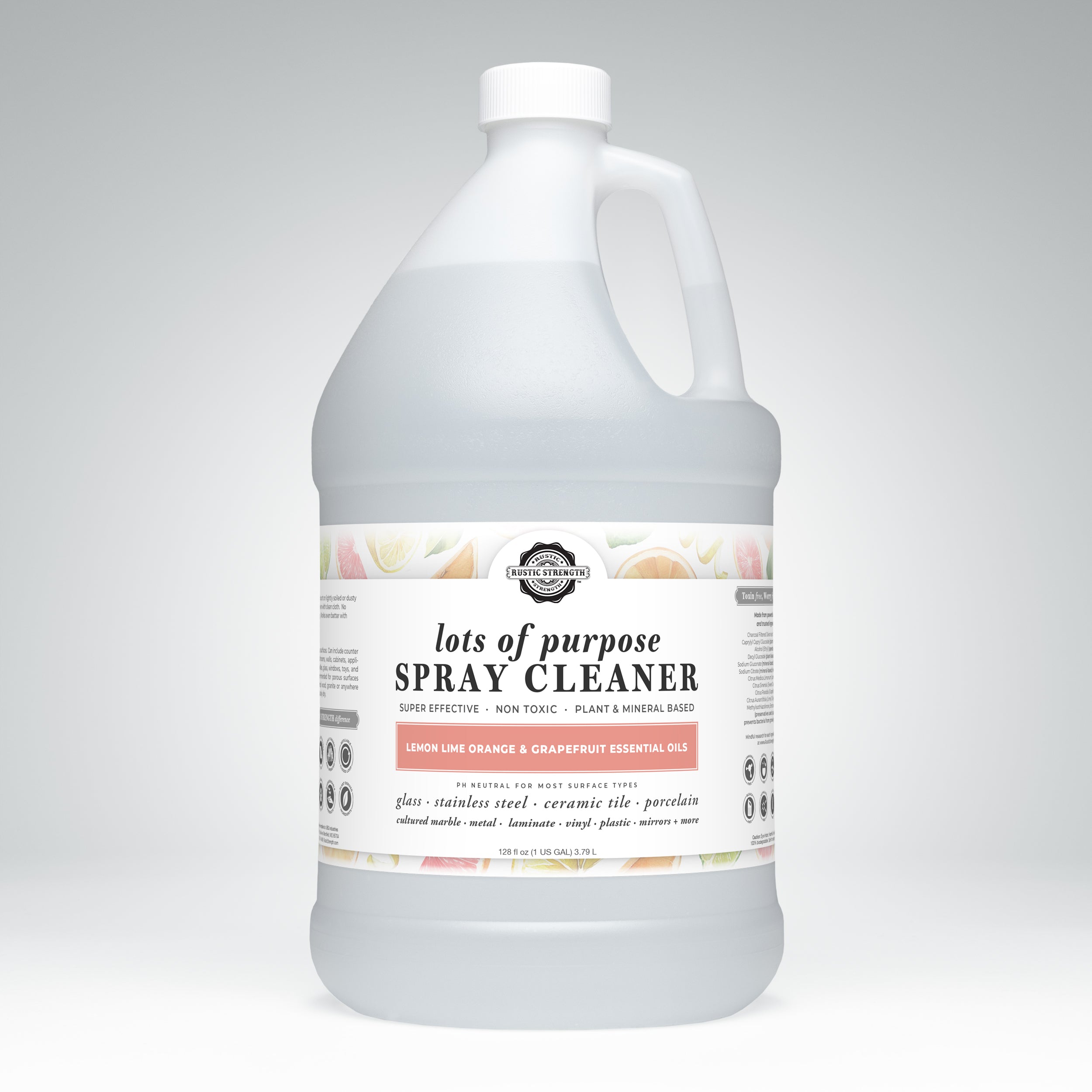 Rustic Strength Lots of Purpose eco-friendly multi-purpose cleaner gallon size citrus essential oil scent