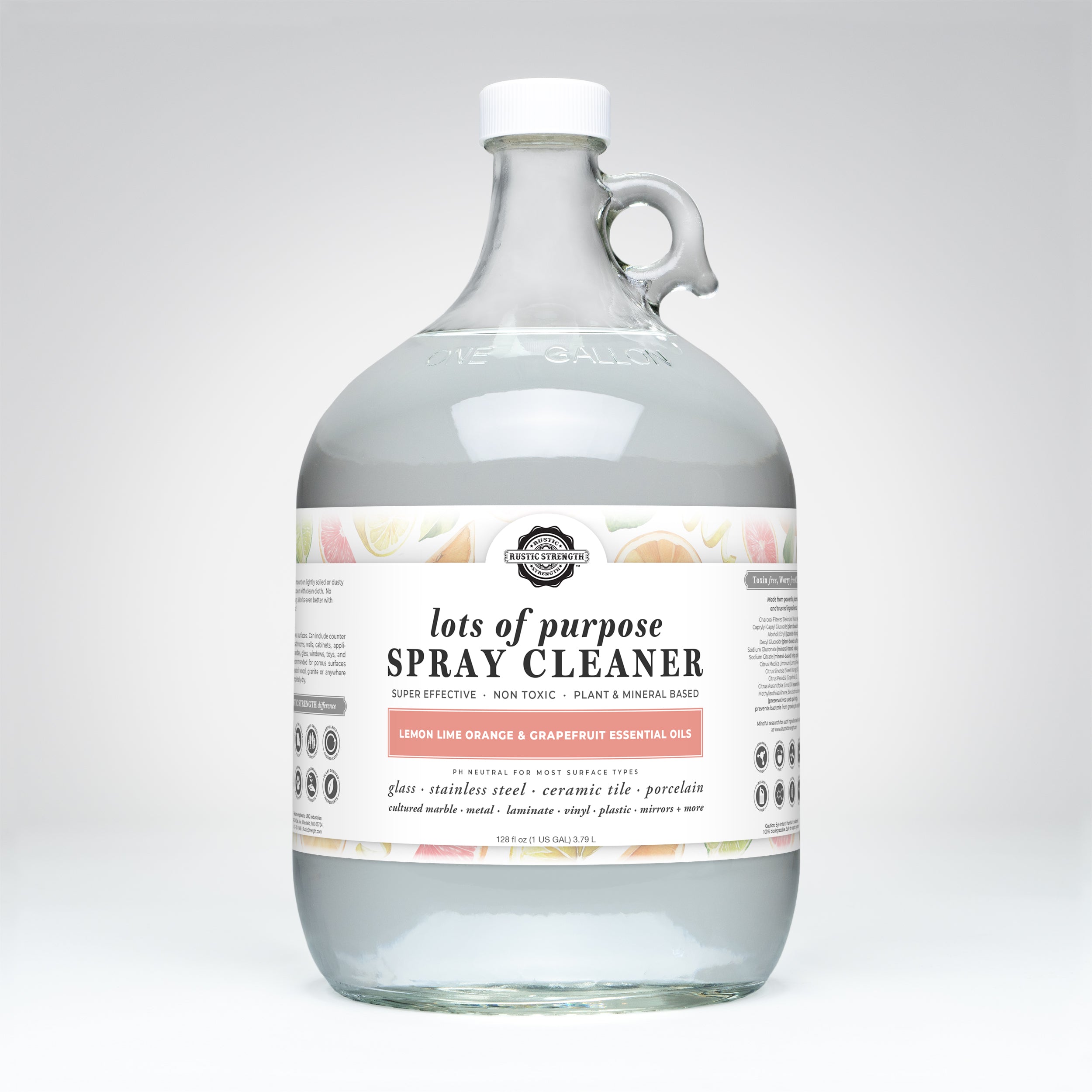 Bottle of 'Lots of Purpose Spray Cleaner' on a white background