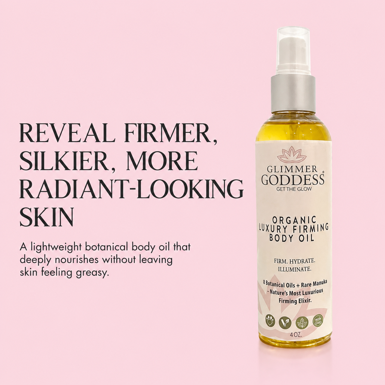 Organic Firming Body Oil – Anti-Aging Treatment with Rosehip & Evening Primrose