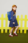 Mon Coeur Navy Grid Dress styled for kids, available in sizes 1Y to 12Y