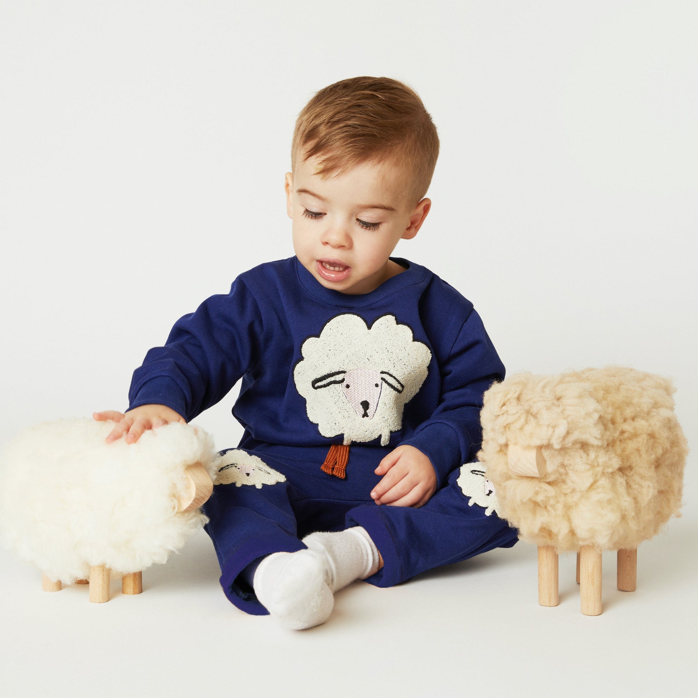 Mon Coeur Cozy Sheep Jogger for toddlers, crafted from a sustainable organic and recycled cotton blend, made in Portugal