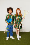 Mon Coeur Fall Grid Ruffle Dress for kids in fall seasonal plaid, part of the Mon Coeur sustainable collection
