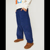 Mon Coeur Navy Grid Corduroy Pants for kids styled as part of a fall and winter outfit