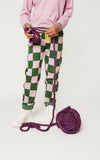 Mon Coeur Kids Green Checkered Jogger worn as part of a coordinated outfit with matching sweatshirt