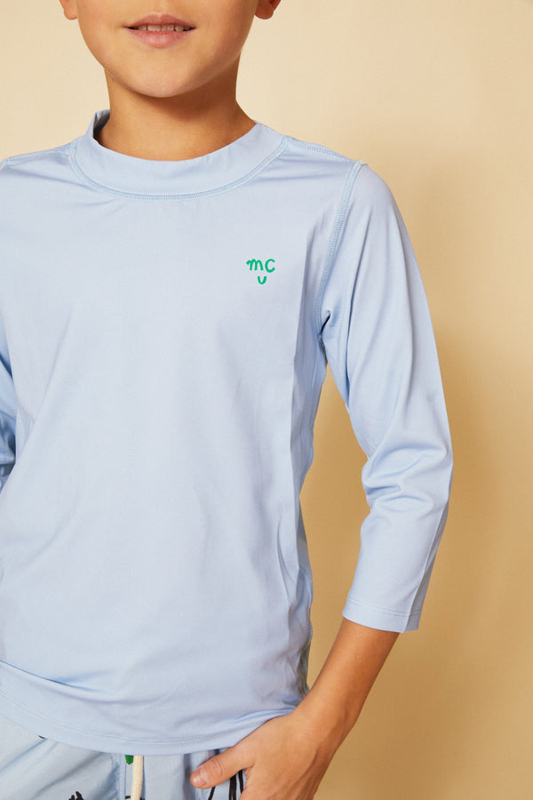 UPF 50+ Recycled Polyester Placid Blue Kid Rashguard