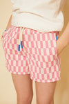 Recycled Cotton Pink Checkered Cropped Kid Short