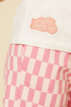 Recycled Cotton Pink Checkered Cropped Kid Short