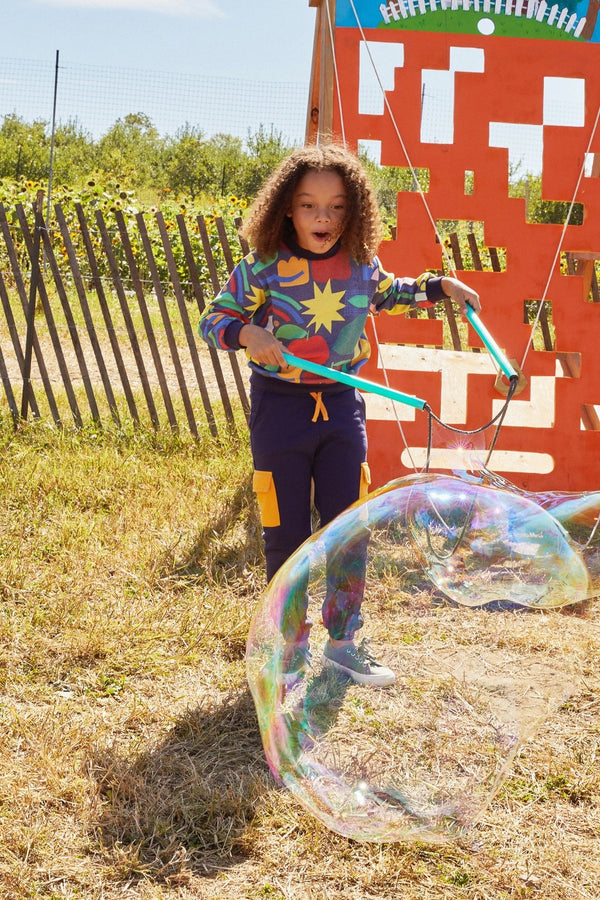 Recycled Cotton Kids Sweatshirt – Multicolor Pattern | Mon Coeur