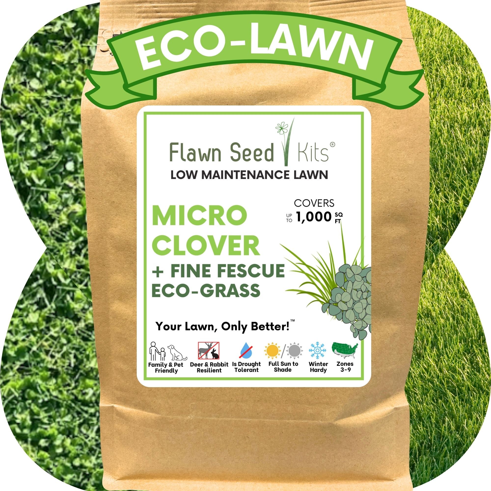 Micro Clover + Mow Less Grass Seed