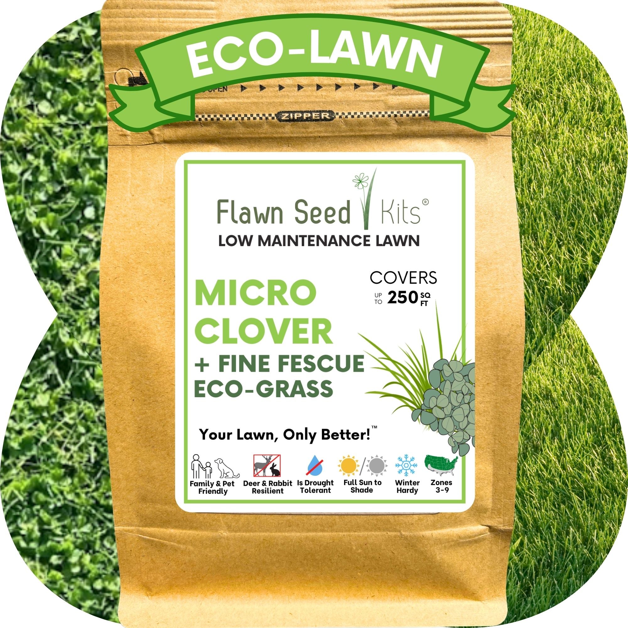 Micro Clover + Mow Less Grass Seed