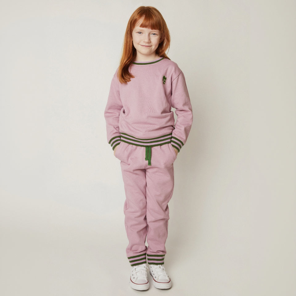 Mon Coeur Purple Jogger paired with matching sweatshirt for a coordinated kids' outfit