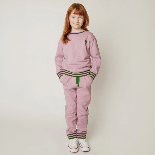 Mon Coeur Purple Jogger paired with matching sweatshirt for a coordinated kids' outfit