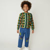 Mon Coeur Patched Denim Pant for children showing elastic waistband and patchwork detail