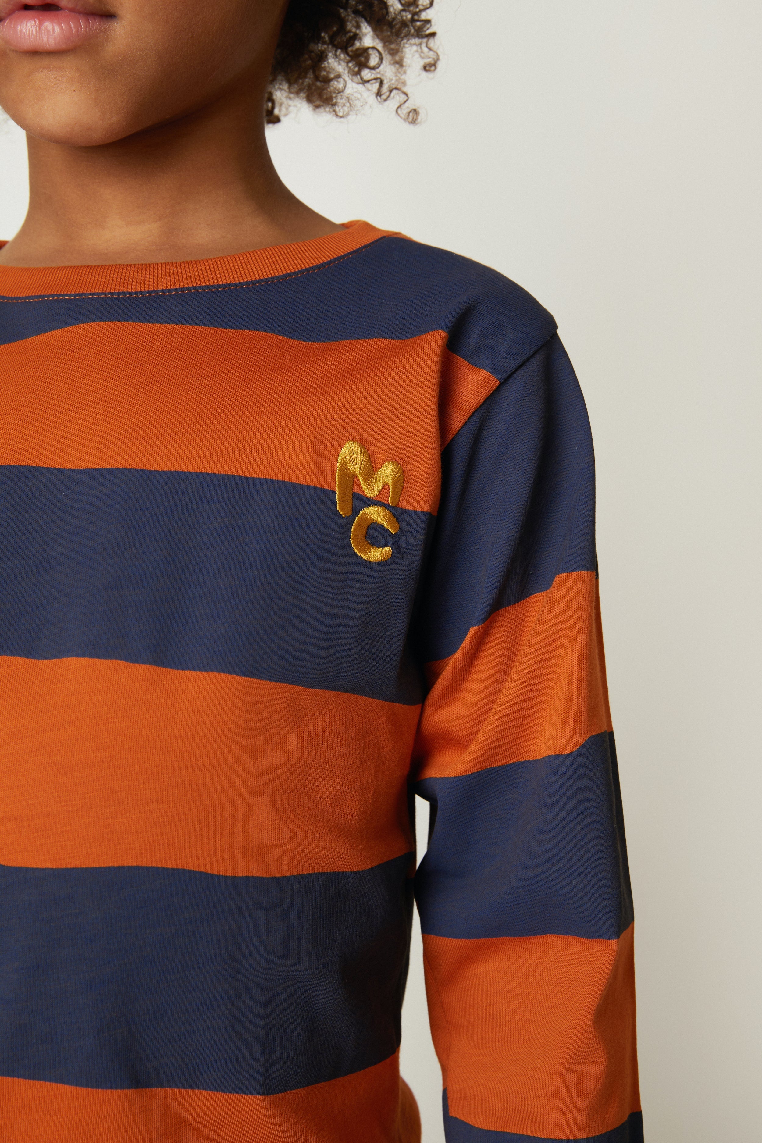 Mon Coeur children's organic cotton rugby stripe long sleeve t-shirt in fall colours