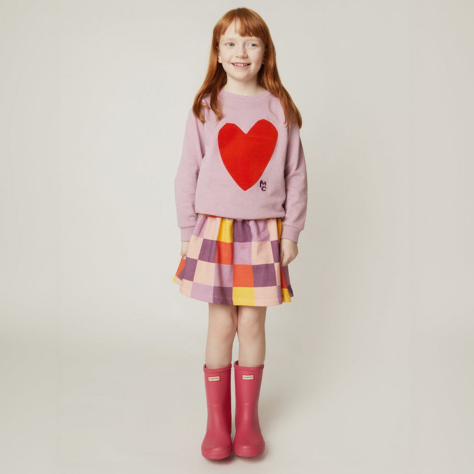 Mon Coeur Kids Checkered Twirl Skirt styled for play — sustainable, soft, and made in Portugal
