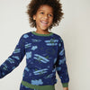 Child wearing Mon Coeur Airplane Sweatshirt — sustainable kids sweatshirt in sizes 1Y to 12Y