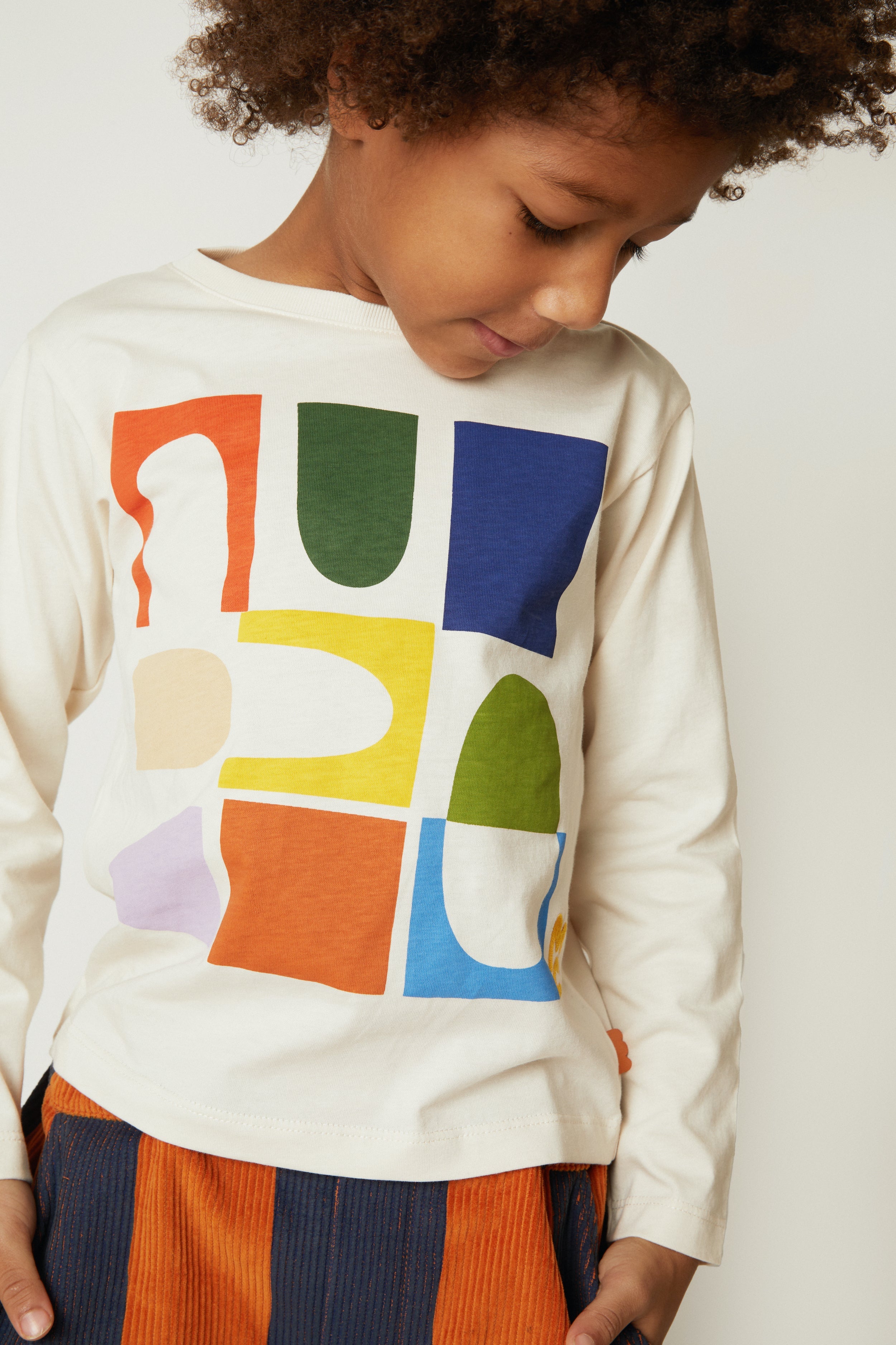 Mon Coeur Kids Shapes Long Sleeve T-Shirt, eco-friendly children's clothing available in sizes 1Y to 12Y
