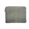 Close-up of Havana computer sleeve in charcoal showing corded stripe panel and fair trade craftsmanship