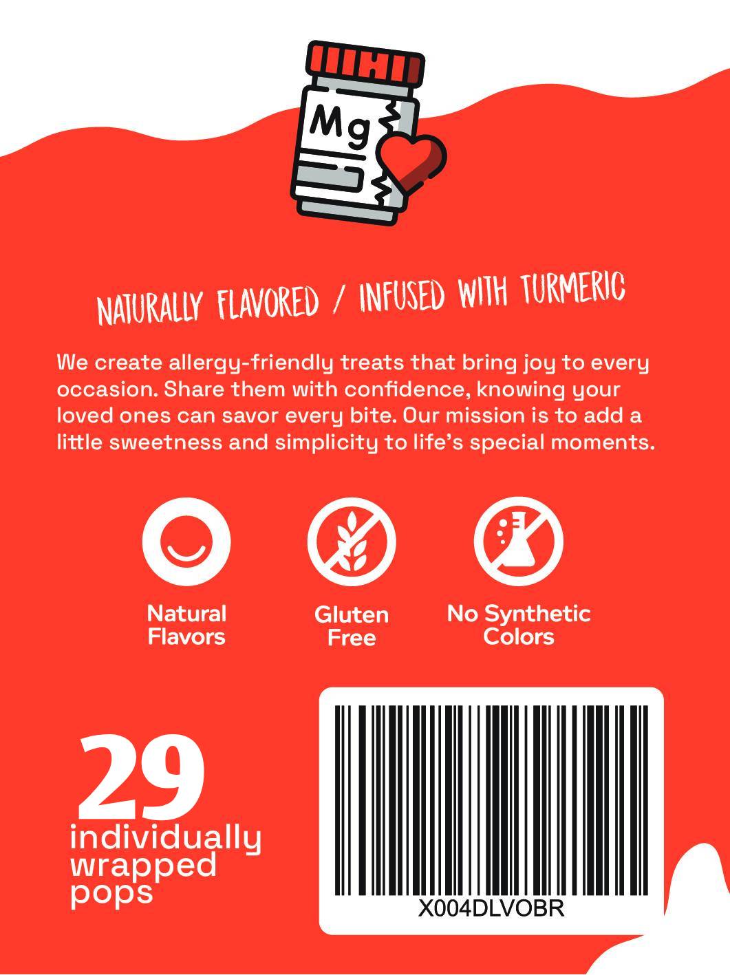 Back of a product packaging with text, icons, and a barcode on a red background