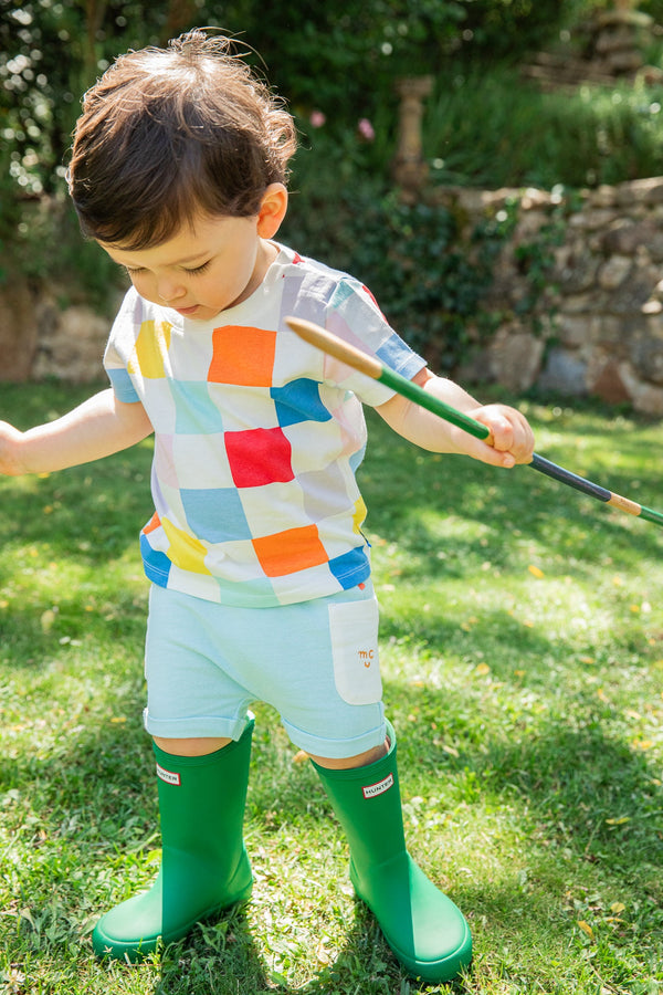 Recycled Cotton Checkered Baby T-Shirt