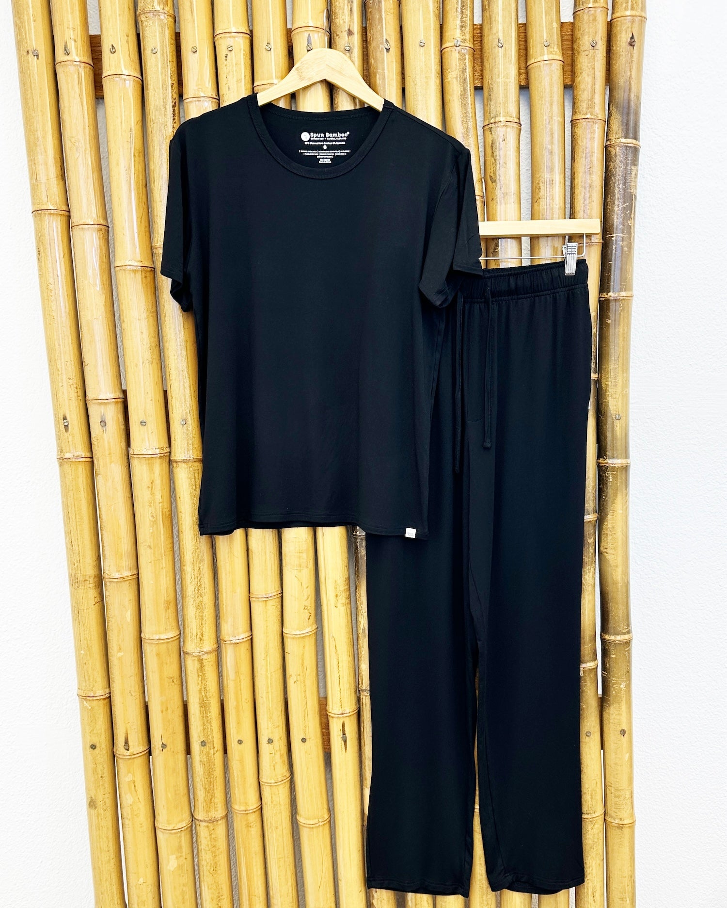 Men's Soft Bamboo Lounge Pajama Set - Short Sleeve Top & Pants 32