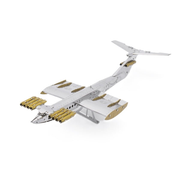 Caspian Sea Monster Ekranoplan metal model kit on a white background