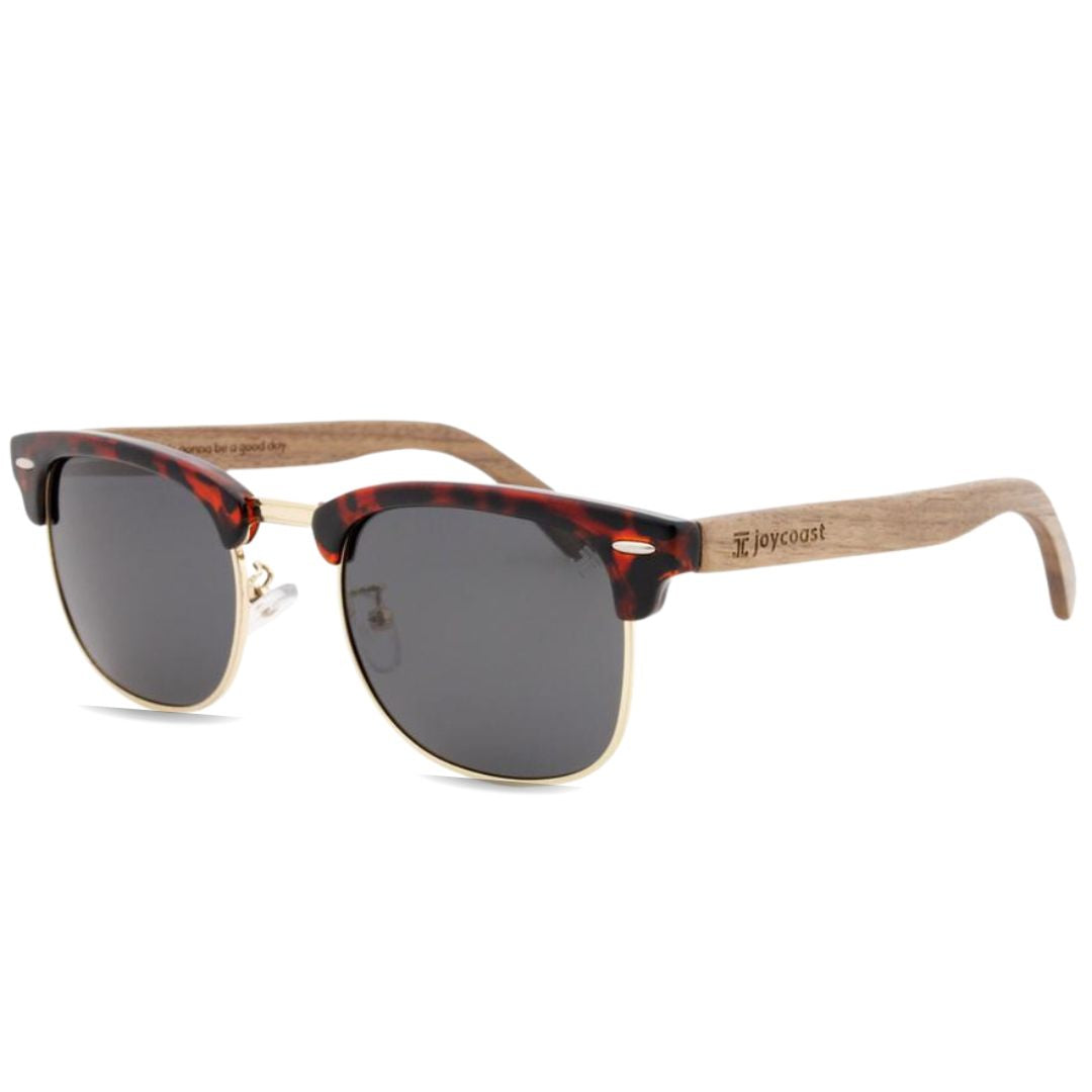 Malcolm walnut wooden sunglasses by Joycoast – side view showing walnut wood temple and frame detail