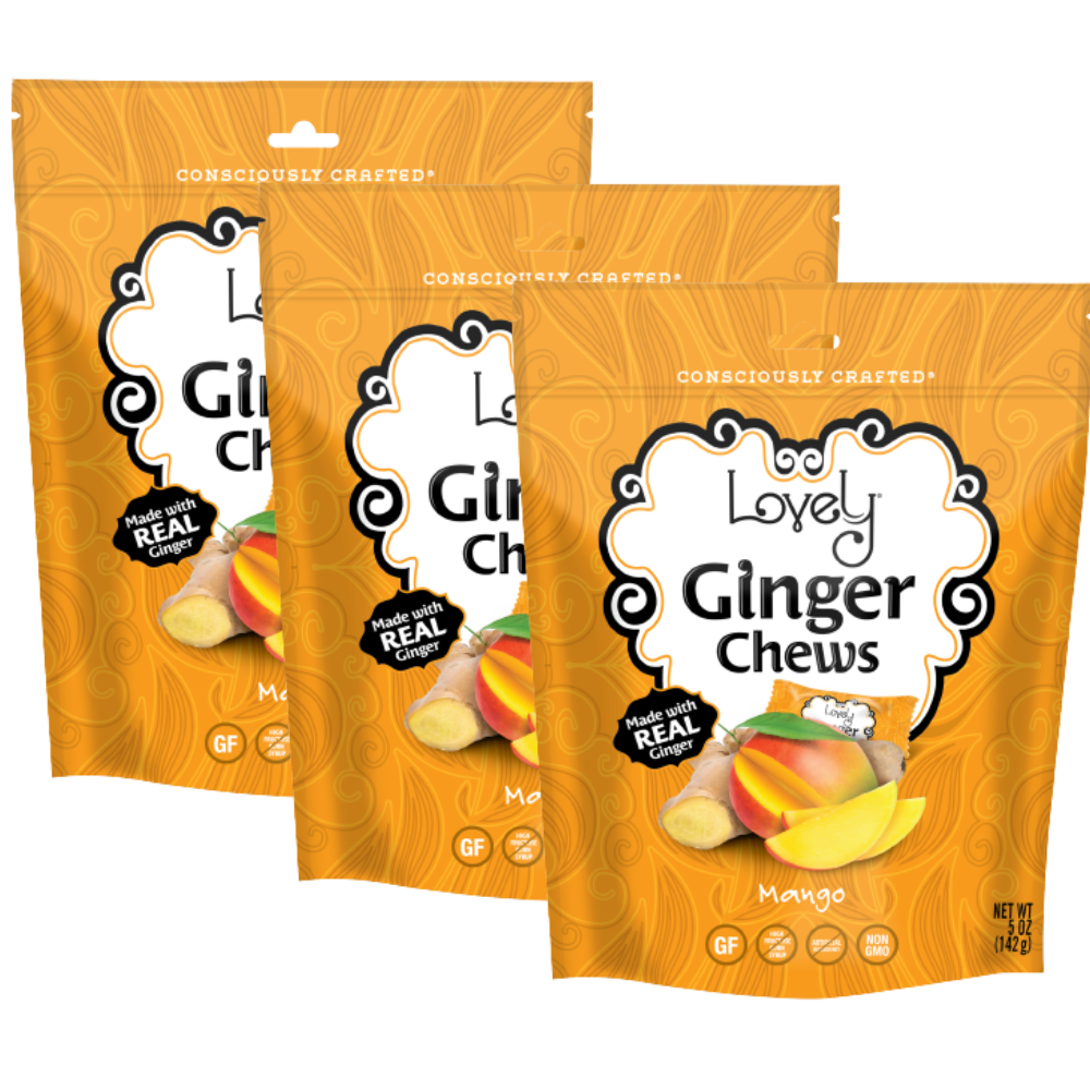 3-pack of Mango Ginger Chews by Lovely Candy Company