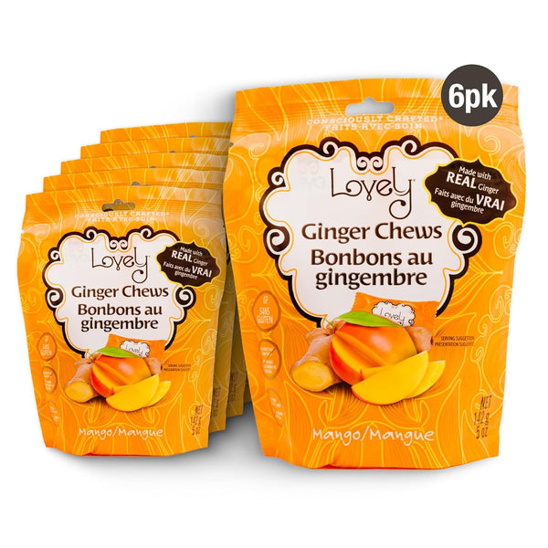 6-pack of Mango Ginger Chews by Lovely Candy Company