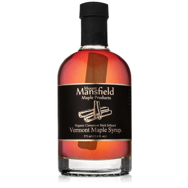 Mansfield Maple 375ml bottle of Cinnamon Stick Infused Vermont Maple Syrup, gluten free