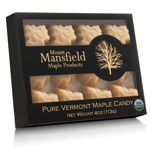 Mansfield Maple 4oz box of Organic Pure Maple Sugar Candy, maple leaf shaped candies