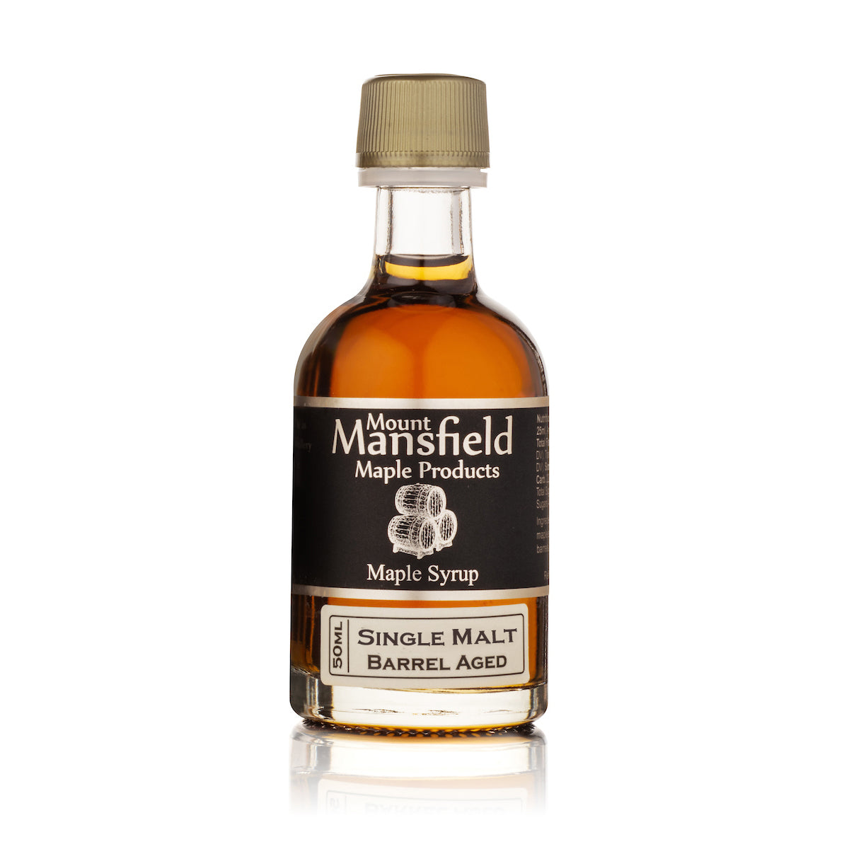 Bottle of Single Malt Barrel Aged Vermont Maple Syrup, 50ml