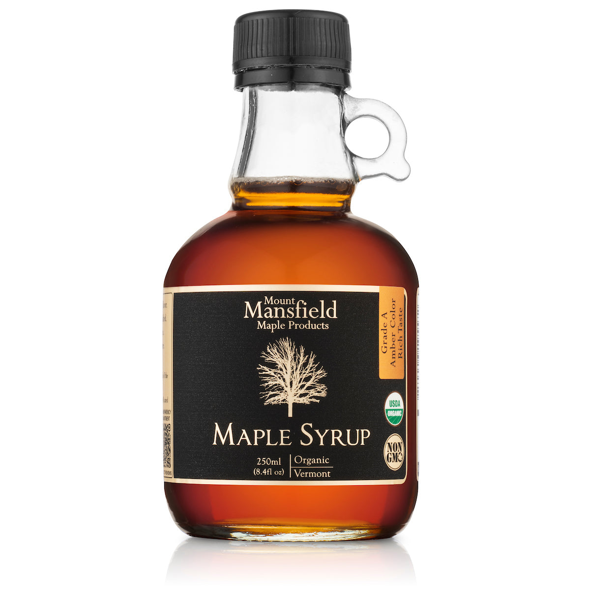 250ml glass jug of Organic Pure Vermont Maple Syrup