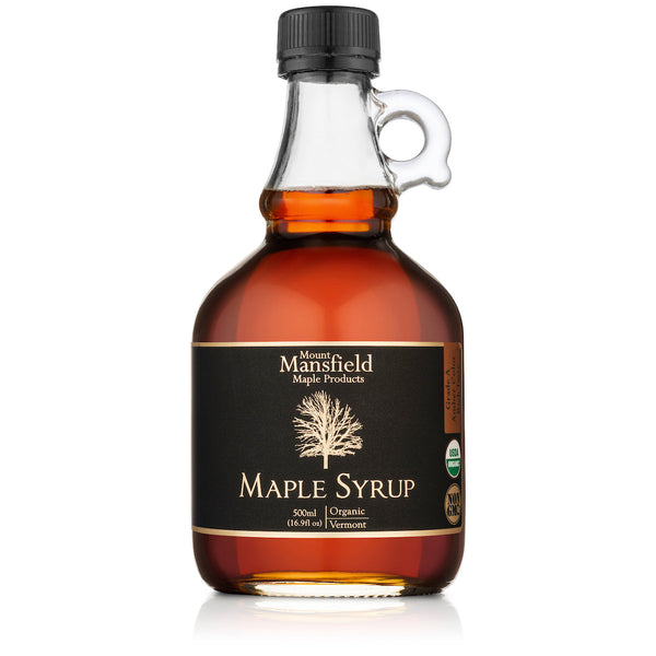 500ml glass jug of Organic Pure Vermont Maple Syrup