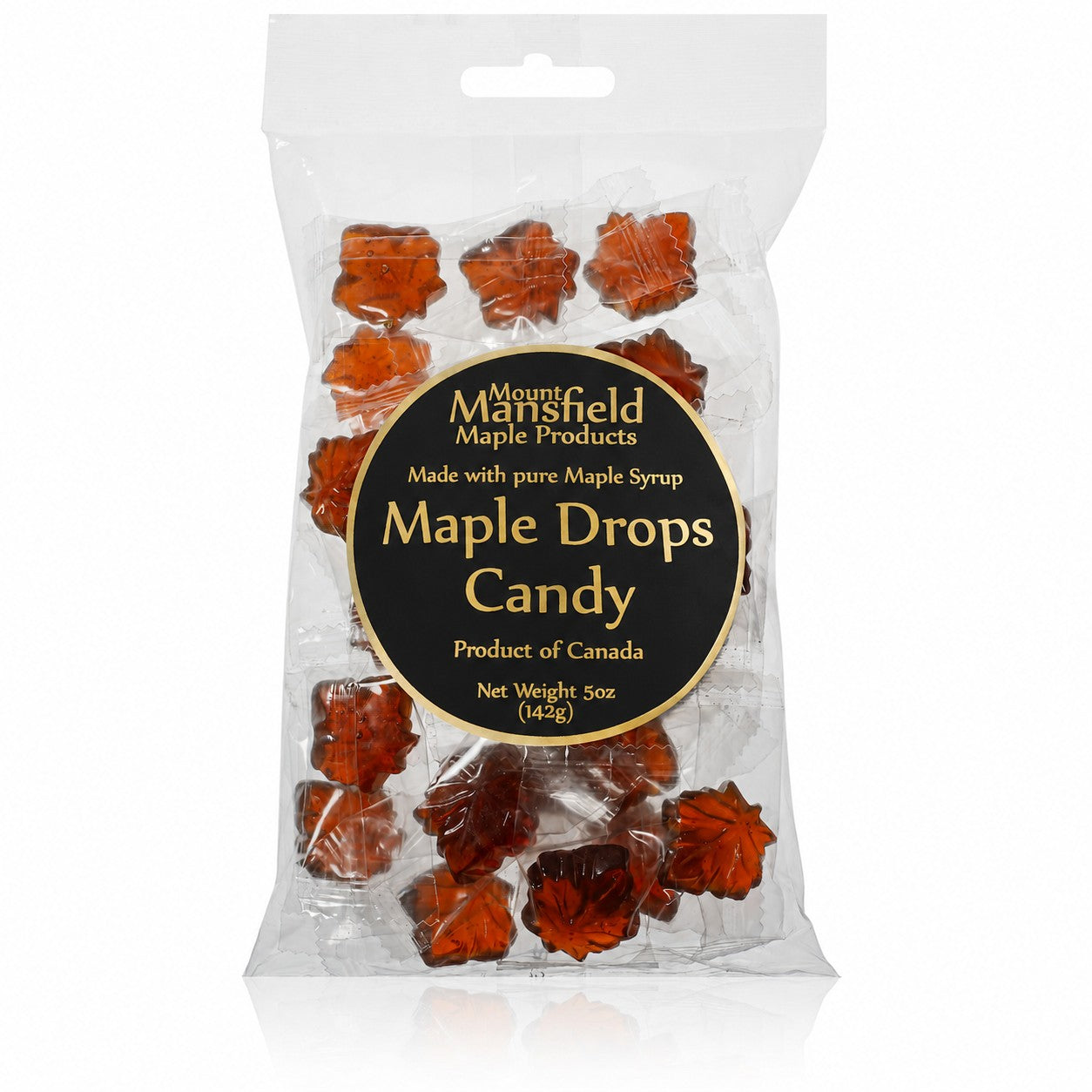Mansfield Maple Maple Drops candy in a 5oz package