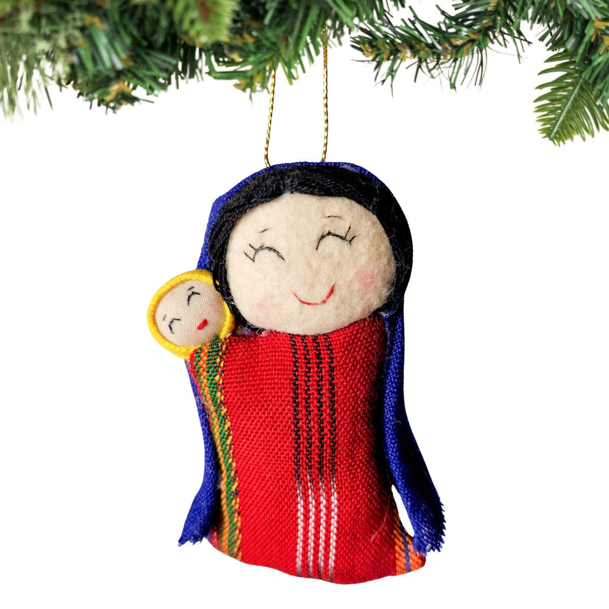 Handcrafted Mary & Jesus Christmas Ornament – Fair Trade Guatemalan Textile Art